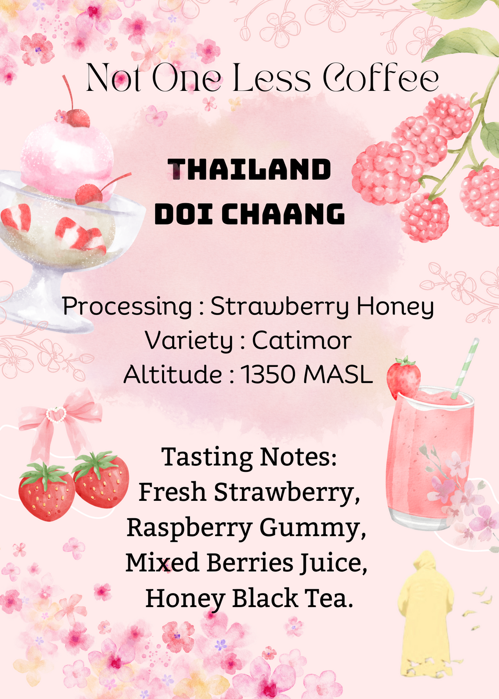 [♥新鮮草莓/紅莓軟糖/雜果汁] Thailand - Doi Chaang -  Strawberry Honey - Catimor