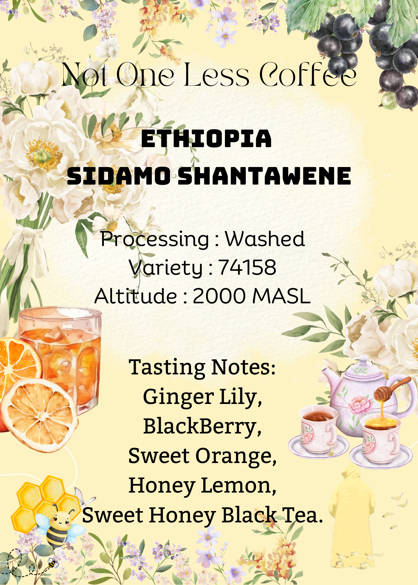 [♥野薑花/黑莓/蜜糖紅茶] Ethiopia - Sidamo Shantawene - Washed - 74158