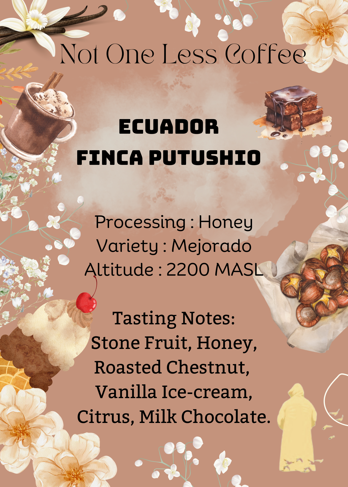 [♥糖炒栗子/牛奶朱古力/雲尼拿雪糕] Ecudaor - Finca Putushio - Honey - Mejorado
